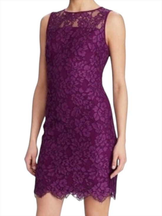 Ralph Lauren Dresses & Skirts - Lauren Ralph Lauren Melia Floral Lace Sheath Dress - Plum Purple Size 0P